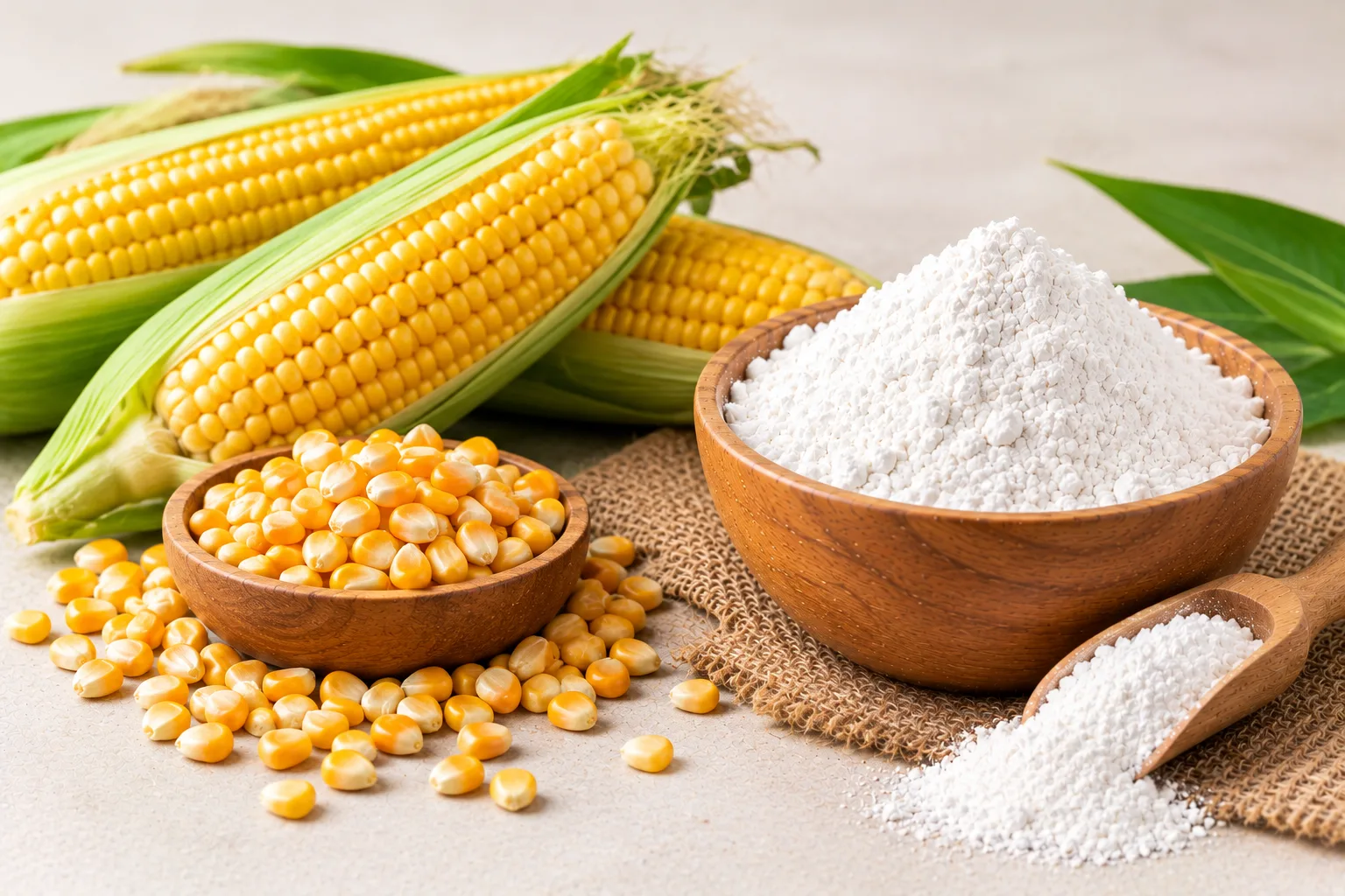 Organic corn starch with corn cobs