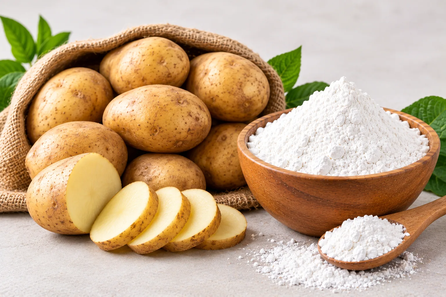 Organic potato starch with potatoes