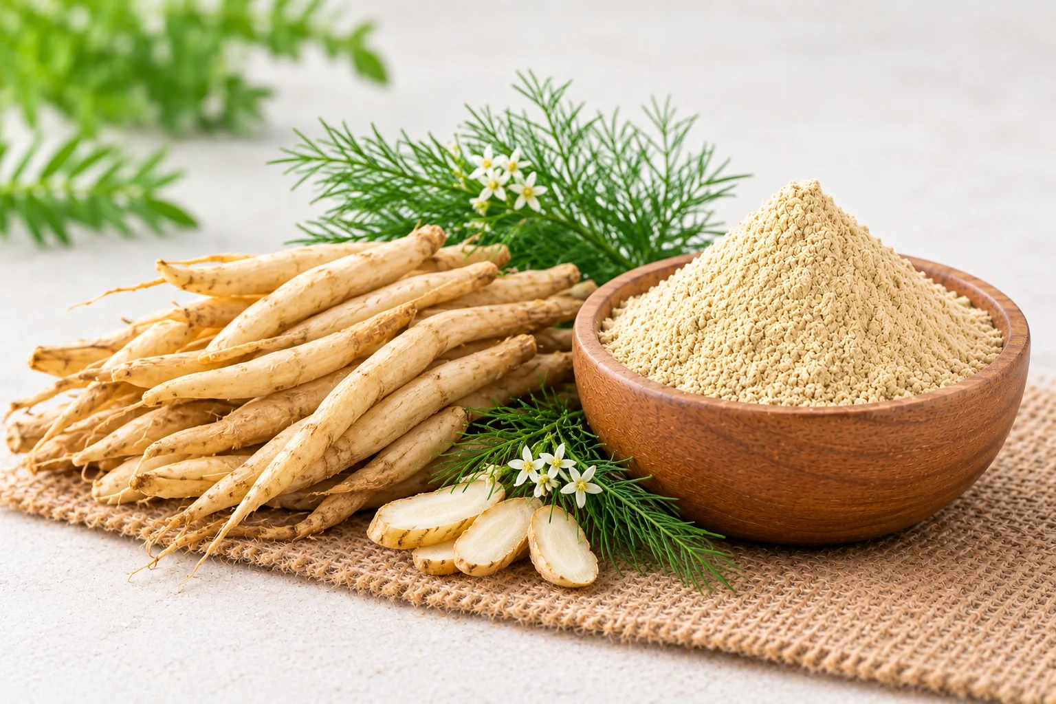 Organic shatavari root and powder